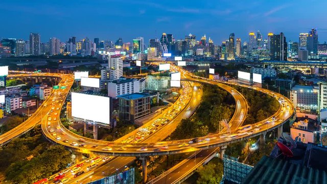 Time lapse of cityscape and traffic in Bangkok, Thailand.