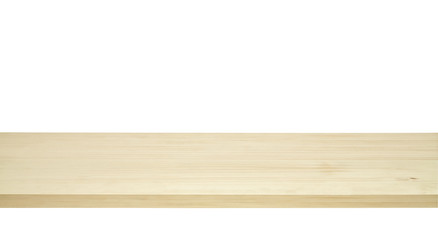 Empty maple table edge on white background including clipping path 