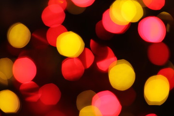 Multi coloured Christmas lights bokeh