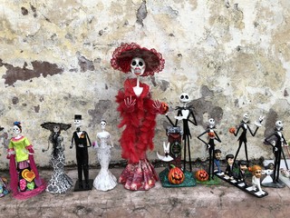 Long live the dead puppets on a market in Mexico-City. Day of death in Mexico