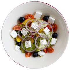 fresh salad with feta cheese and olives