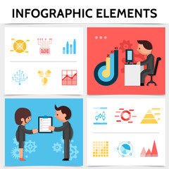 Flat Infographic Elements Square Concept