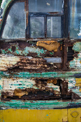 Detail of rusted school bus