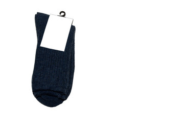 Warm wool socks on white background. Isolated