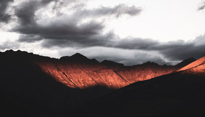 Dramatic sunset light on the Alps