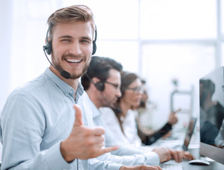 employee business center in the workplace in the call center