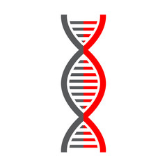 DNA Icon Structure Molecule Science and Biology Concept on White Background Black and Red - Vector Illustration