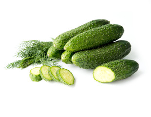 fresh cucumbers isolated on white background