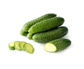 fresh cucumbers isolated on white background