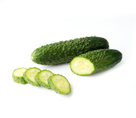 fresh cucumbers isolated on white background