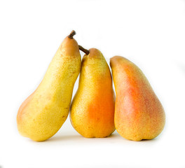 three pears isolated on white background