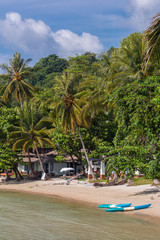 Kayaks on the tropical beach on Koh Kood island in Thailand