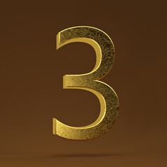 3D render Illustration. Golden number - 3