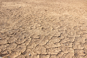 Beautiful texture of cracked dry ground in the countryside background.