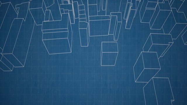 Blue schematic plan of the city