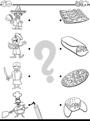 match chefs and food educational game color book