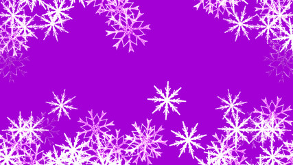 Abstract background with a variety of colorful snowflakes. Big and small.