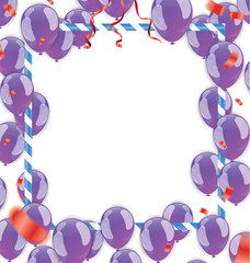 Abstract balloons Shining Party Background with Colored confetti flying on  background