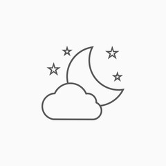 night icon, moon cloud and star vector