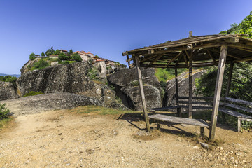 Wooden gazebo in the mountains of Central Greece