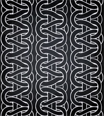 Macrame seamless pattern made of ropes. Vector endless textile background isolated on black.