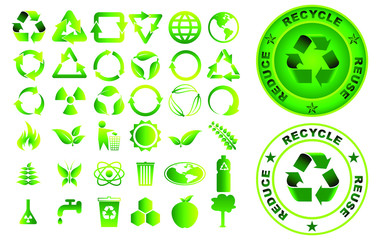 set of reduce reuse recycle element concept. easy to modify