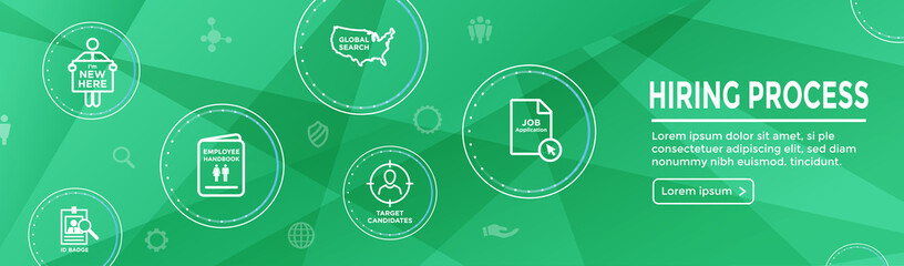 New Employee Hiring Process icon set and Web Header Banner