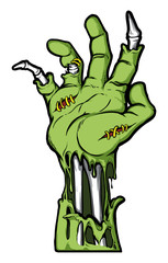Severed zombie hand. Vector clip art. Halloween illustration. All in a single layer. 