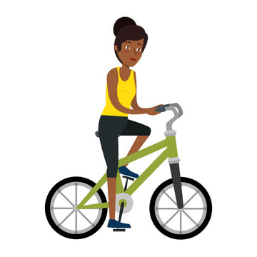 young black woman riding bicycle