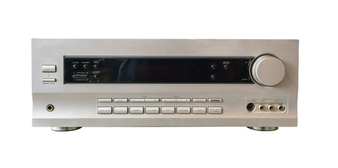 Hifi system amplifier. Home musical equipment closeup.