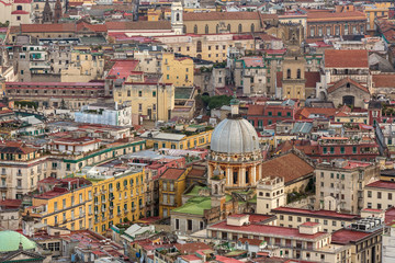 Fototapeta premium Top view of Naples downtown, Italy