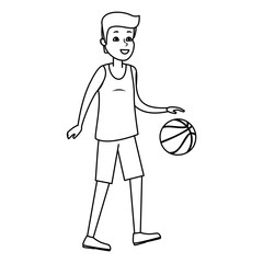 Fototapeta premium young man practicing basketball
