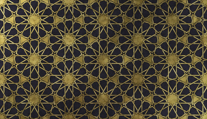 Islamic decorative pattern with golden artistic texture.