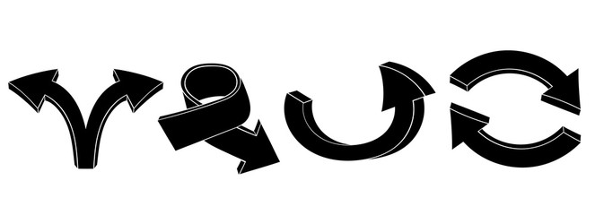 Black flat arrows. Hand drawn doodles