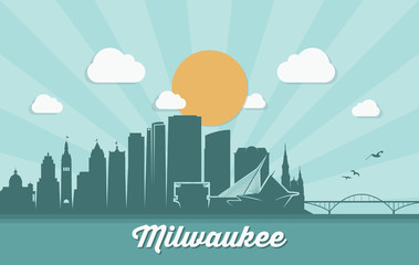Milwaukee skyline - Wisconsin - obrazy, fototapety, plakaty
