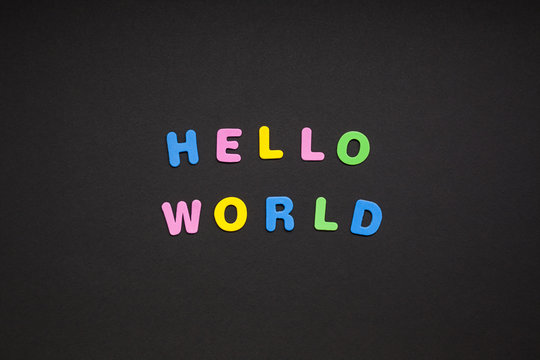 Naklejki Hello world writing on black paper background