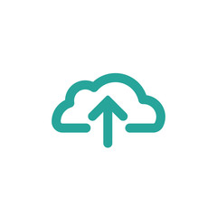 blue cloud with rounded arrow up icon. Isolated on white. Upload icon. Upgrade sign.