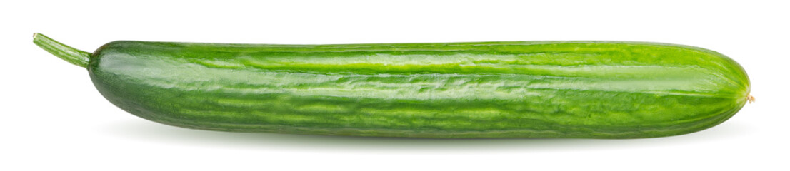 Isolated cucumber. One whole cucumber isolated on white background with clipping path