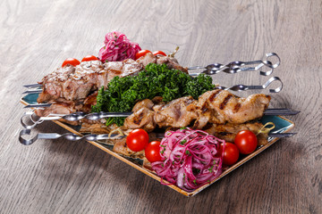 Grilled chicken and pork