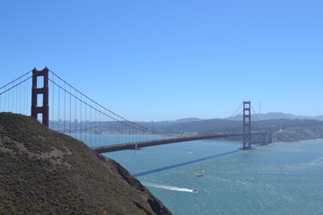 san francisco, usa, sea, blue sky, california,  golden gate bridge, road way