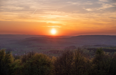 Fototapeta na wymiar The ladscape at sunset in Germany .