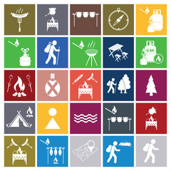 Set of camping equipment icons