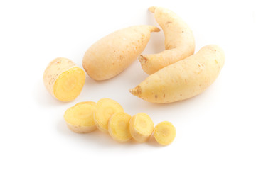 Pile of Mandioquinha baroa potato