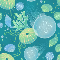 Ocean life - seamless pattern