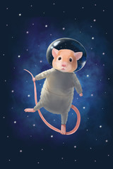 Obraz na płótnie Canvas Mouse Astronaut - dark starry sky background