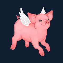 Cute pig with wings