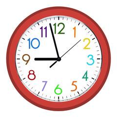 White wall clock. Isolated on white background.