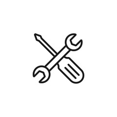 Repair service vector line icon isolated on white background. Screwdriver and wrench concept of repair service line icon for infographic, website or app.