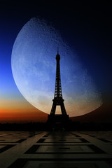 Eiffel Tower and Moon.