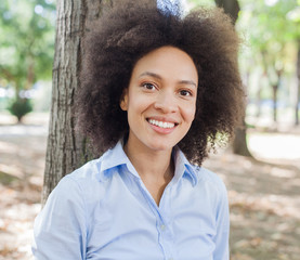 Sensual Young Black Woman In Nature Outdoor Portrait